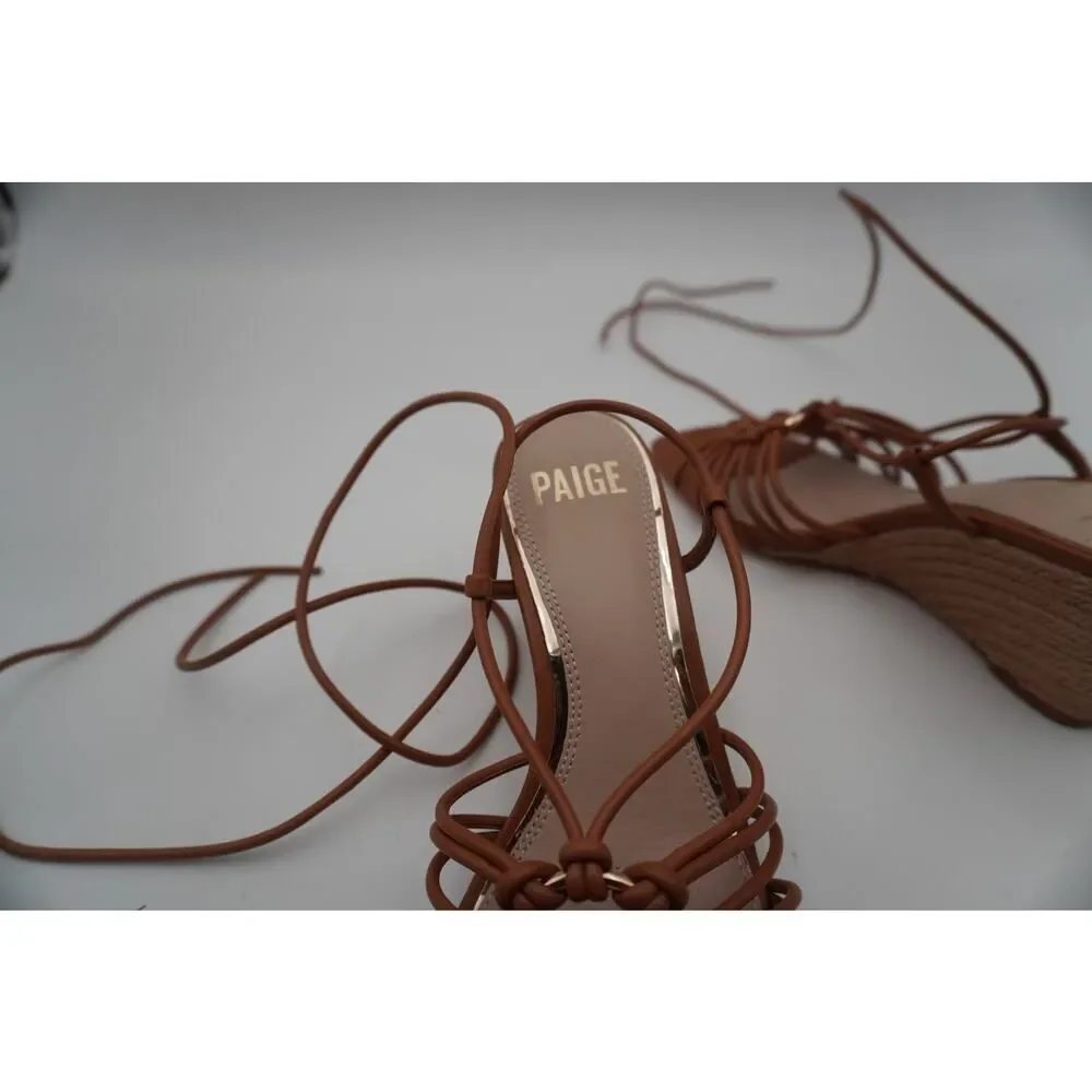 New Paige Sierra Wraparound Ankle Strap in Cognac with Jute Wedge/Chic/Sexy. Sz7